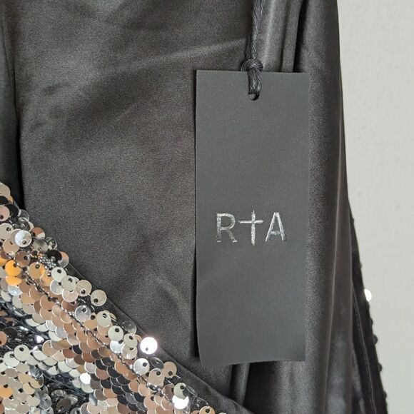 NWT RtA Axel Sparkle Cutout Sequinned One Shoulder‎ T Shirt Bottle Rocket Small - Picture 9 of 9